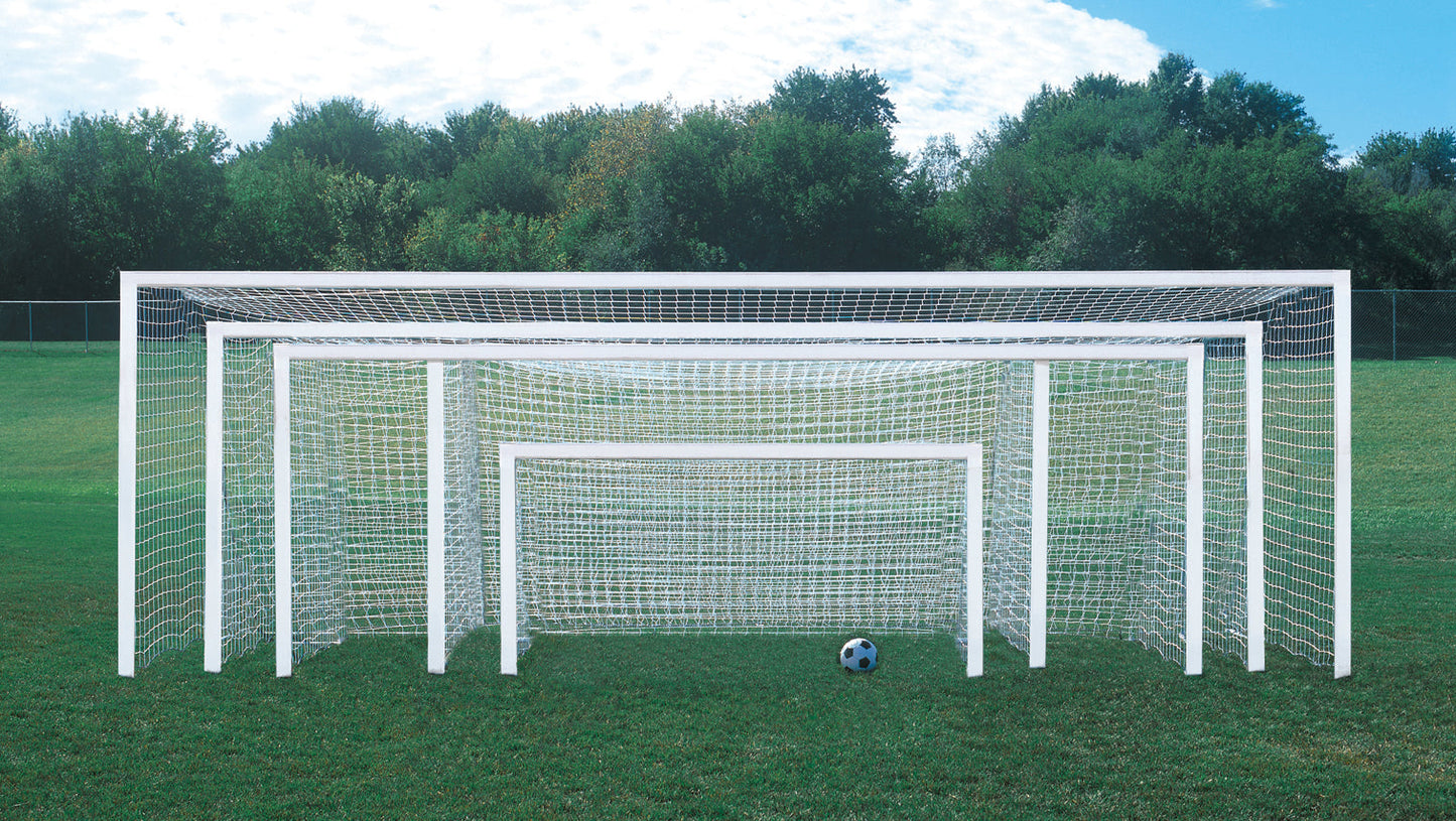 ShootOut 4" Square Aluminum Permanent/Semi Permanent Soccer Goals by Bison Athletic