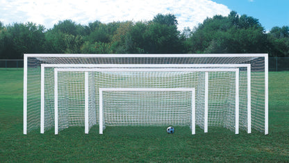 ShootOut 4" Square Aluminum Permanent/Semi Permanent Soccer Goals by Bison Athletic