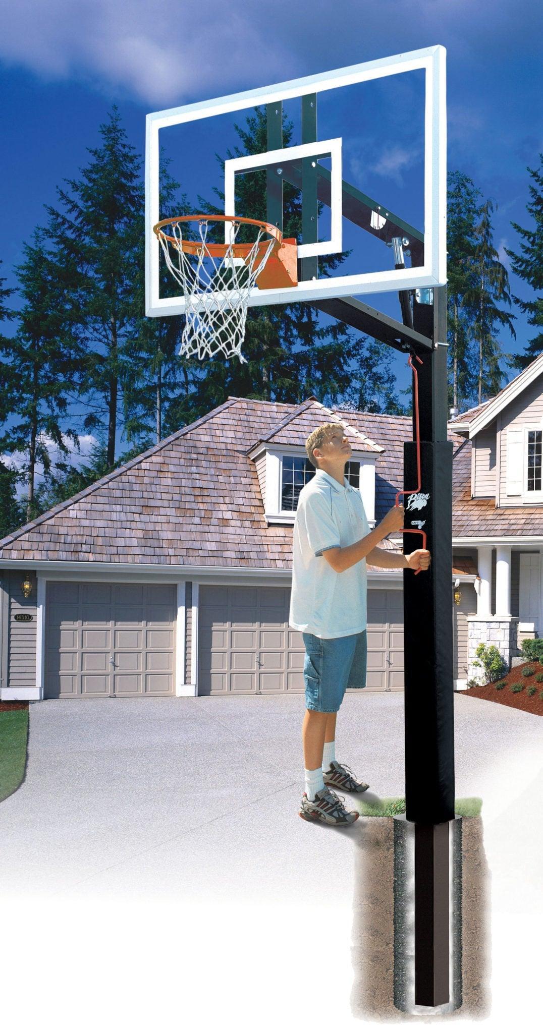 Lottery Pick ZipCrank 4" Adjustable Basketball System Bison Athletic