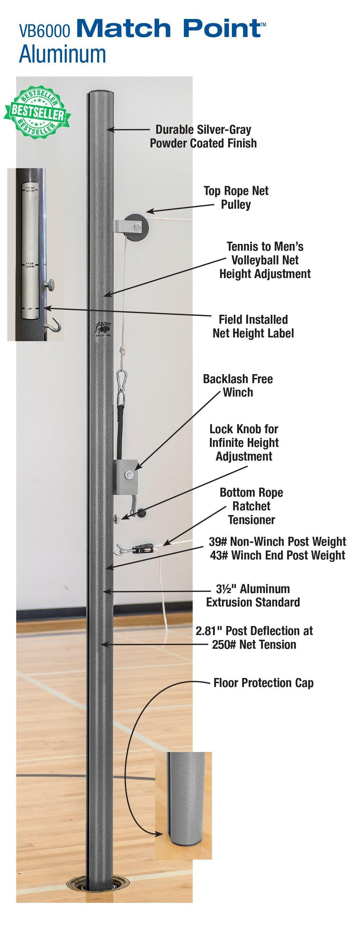 Match Point Aluminum Double Court System without Sockets by Bison Athletic