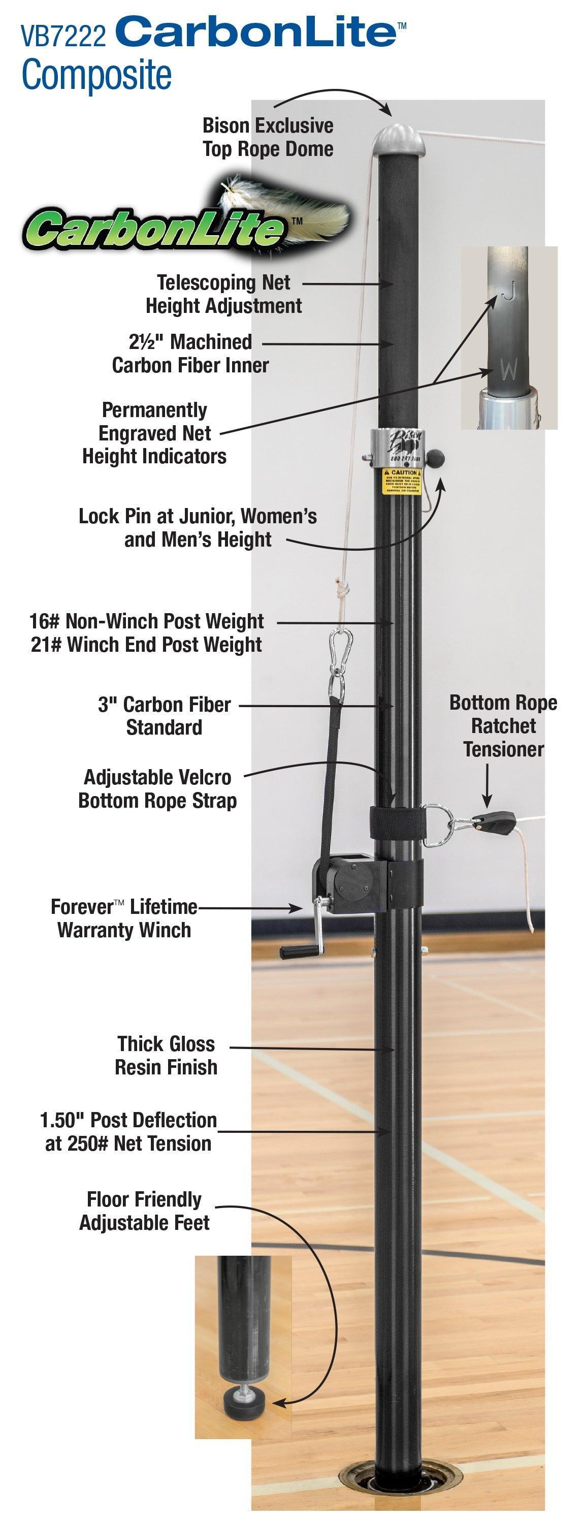 CarbonLite Composite Volleyball Complete System without Sockets by Bison Athletic
